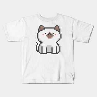 Pixel Quiet White Brown Diamond Cat 48 Kids T-Shirt